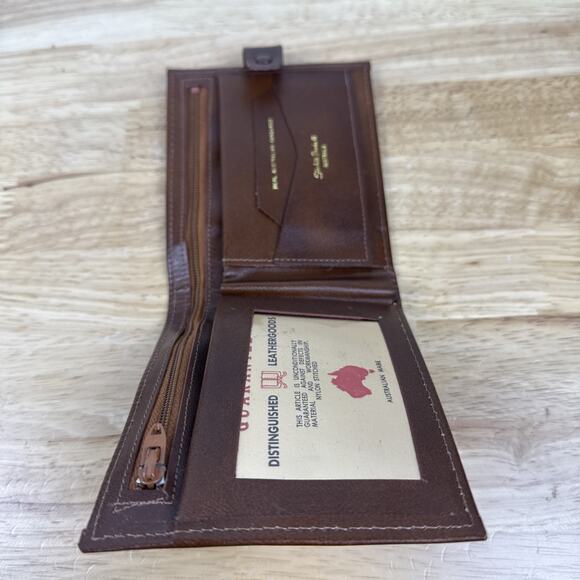 Vintage Brown Leather BiFold Wallet Australia Kangaroo Fur Starlite Products - Picture 12 of 13